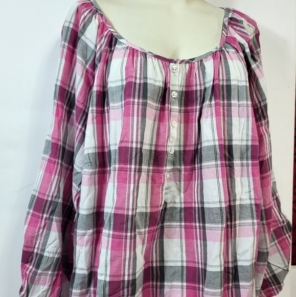 Lane Bryant Pink Plaid Long Blouse - Picture 8 of 8